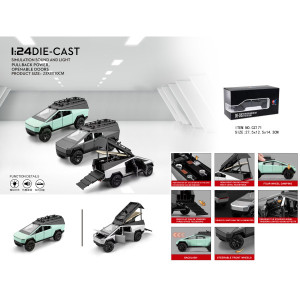CZ171 модель машини Tesla Camping Pickup Truck 3-Color Friction-Powered 1:24
