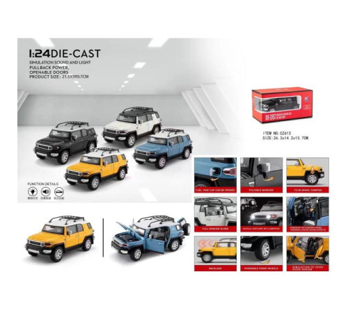 CZ613 Модель Toyota FJ Cruiser Car 4 Colors Pull Back 1:24